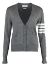 Thom Browne Wool 4-bar Relaxed V-neck Cardigan In Gray