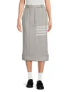 Thom Browne Women's Wool-blend Cuffed Midi Skirt In Medium Grey