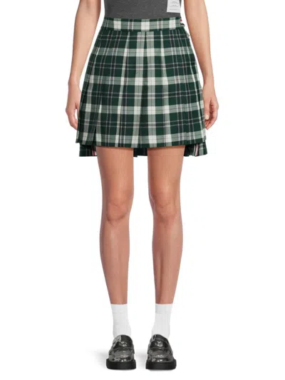 THOM BROWNE WOMEN'S WOOL BLEND PLEATED MINISKIRT