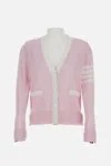 Thom Browne Relaxed Fit V Neck Cardigan With 4 Bar Stripe