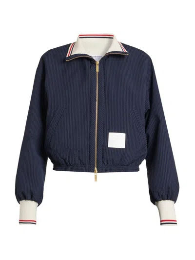 THOM BROWNE WOMEN'S WOOL SEERSUCKER TRACK JACKET