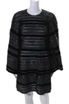 Thom Browne Womens Black Velvet Trim Bell Long Sleeve Shift Dress In Black