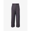 THOM BROWNE THOM BROWNE WOMEN'S DARK GREY RELAXED-FIT WIDE-LEG HIGH-RISE COTTON-CANVAS TROUSERS