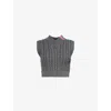 Thom Browne Cable Knit Virgin Wool Sweater Vest In Med Grey