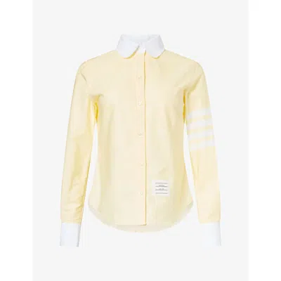 Thom Browne Womens Round-collar Long-sleeve Cotton Shirt Pale Yellow