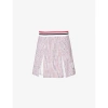 THOM BROWNE THOM BROWNE WOMENS RWBWHT STRIPED-WAISTBAND PLEATED MID-RISE COTTON-BLEND MINI SKIRT