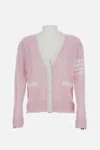 Thom Browne Contrast-border Cotton Cardigan In Pink