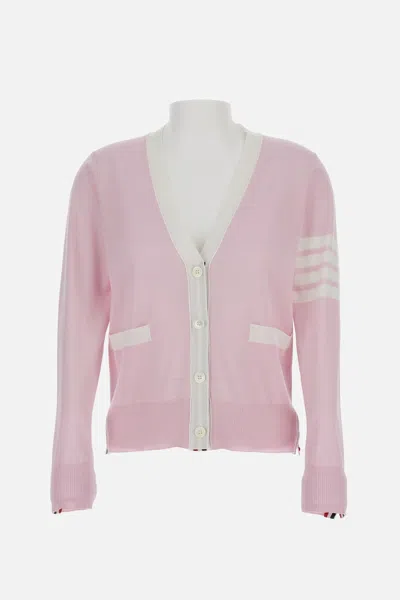 Thom Browne Contrast-border Cotton Cardigan In Pink