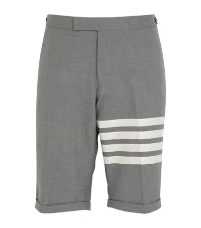 Thom Browne Wool 4-bar Stripe Shorts In Grey