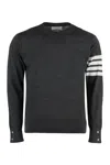Thom Browne Dark Gray Wool 4-bar Sweaters In Black