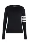 Thom Browne Milano Stitch Jersey With 4 Bars In Black