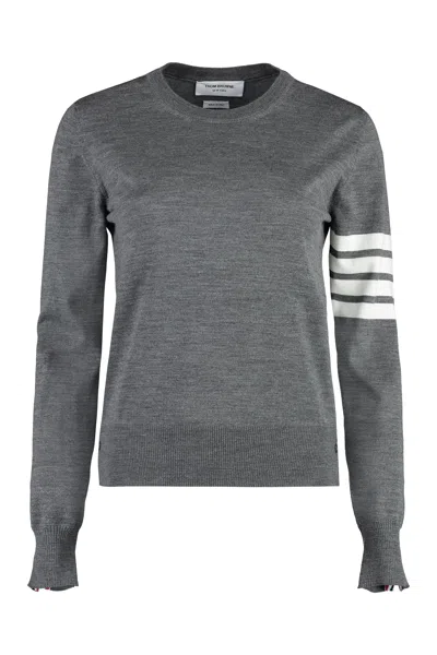 Thom Browne Wool 4-bar Relaxed Pullover In Gray