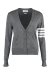 Thom Browne Wool 4-bar Relaxed V-neck Cardigan In Gray
