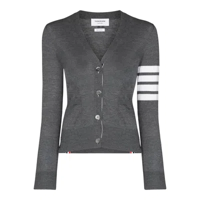 Thom Browne Wool 4-bar V-neck Cardigan Women In Gray