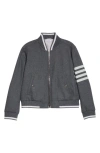 Thom Browne 4-bar Varsity Jacket In Wool Mel In Medium Grey