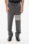 Thom Browne Cropped Grey Suit Pants With Tailored Fit And Distinctive Stripes In Gray