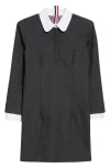 Thom Browne Tailored Wool Suiting Mini Shirt Dress In Dark Grey