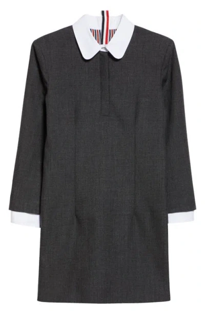 THOM BROWNE THOM BROWNE WOOL & COTTON MIXED MEDIA MINIDRESS