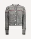 Thom Browne Embroidered Wool Blend Cardigan In Gray