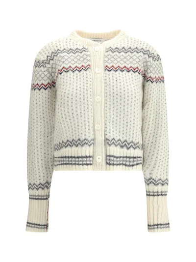 Thom Browne Wool And Mohair Cardigan In Neutral