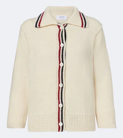 Thom Browne Wool And Mohair Cardigan In White