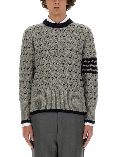 Thom Browne Wool And Mohair Sweater In Grey