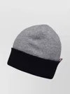 THOM BROWNE WOOL BEANIE WITH MULTICOLORED RIBBED CUFF
