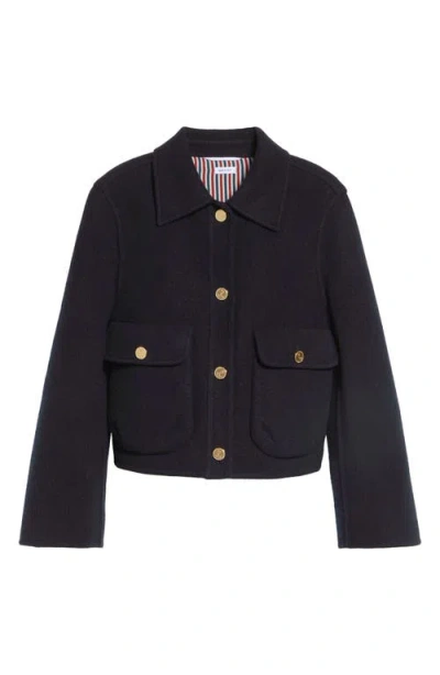 Thom Browne Wool Bell Sleeve Jacket In Blue