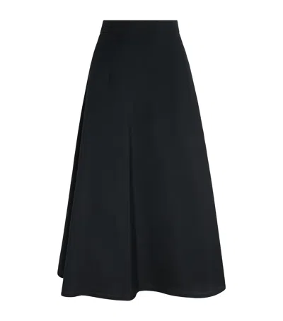 Thom Browne Wool-blend A-line Midi Skirt In Black