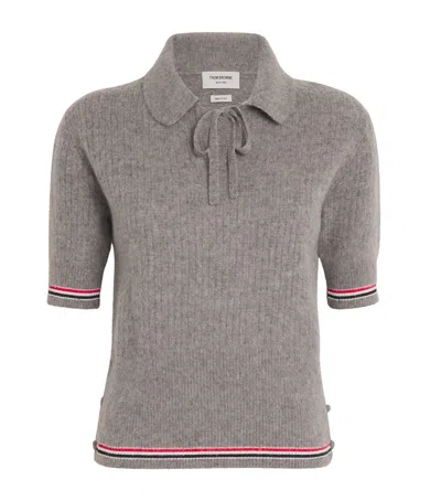 Thom Browne Wool-blend Brushed Polo Sweater In Grey