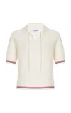 Thom Browne Soft Merino Wool Polo Shirt With Rwb Stripe In White