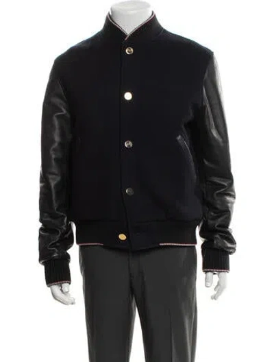 Pre-owned Thom Browne Wool Bomber Jacket In Blue