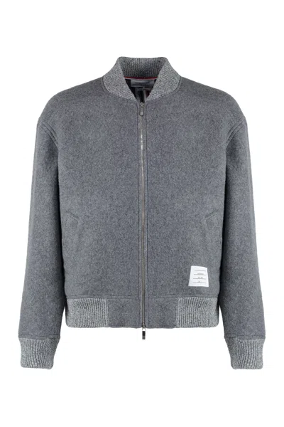 Thom Browne Wool Bomber Jacket In Gray