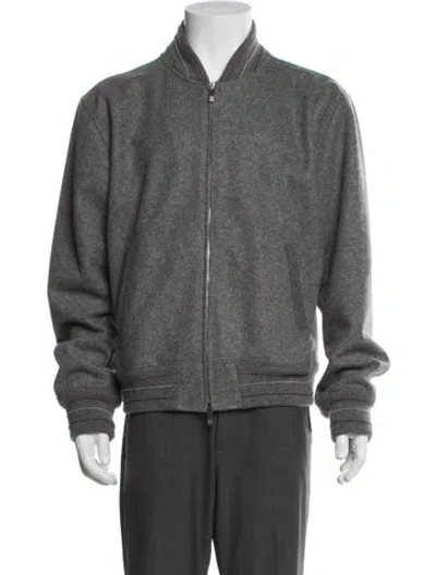 Pre-owned Thom Browne Wool Bomber Jacket In Gray