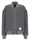Thom Browne Grosgrain-trimmed Wool Bomber Jacket In Grey
