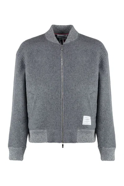 Thom Browne Fleece-wool Bomber Jacket In Grey