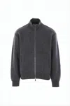 Thom Browne Wool Bomber Jacket With Minimalist Design And Tricolor Detail In Gray
