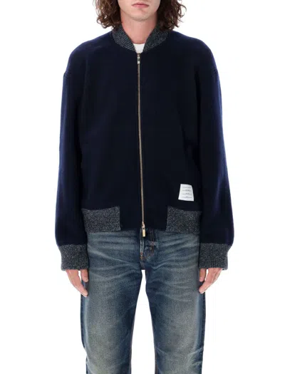 THOM BROWNE THOM BROWNE WOOL BOMBER JACKET WITH RWB STRIPE