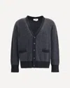 Thom Browne Textured Stitch V Neck Cardigan In Washe In Black