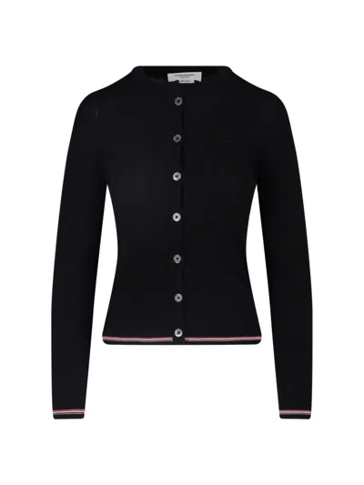 Thom Browne Ribbed Crewneck Wool Cardigan In Multi