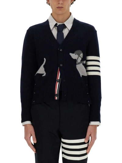 Thom Browne Wool Cardigan In Blue