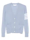 Thom Browne V-neck Cardigan Stripe Detail In Blue
