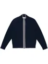 Thom Browne Stand-collar Long-sleeved Cardigan In Blue