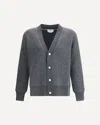 Thom Browne Gray Wool Fleece Oversized V Neck Cardigan In Gray