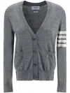 Thom Browne Wool Cardigan In Gray