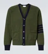 Thom Browne 4 Bar Stripe Shetland Wool Cardigan In Green