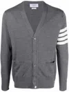 Thom Browne 4-bar Wool Fine Knit Cardigan In Grey