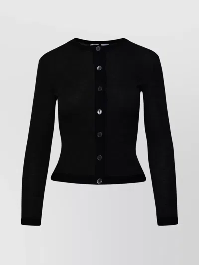 Thom Browne Wool Cardigan With Ribbed Cuffs And Hem In Black