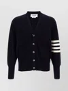 Thom Browne Wool Cardigan With Striped Sleeve Detail In Blue