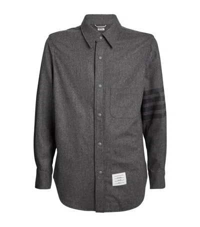 Thom Browne Wool-cashmere 4-bar Overshirt In Grey